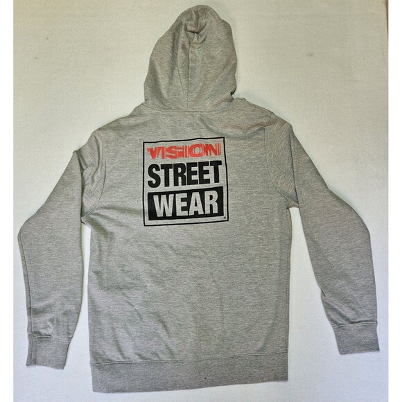 Vision Streetwear LOGO Mens Long Sleeve Hoodie Color Grey Size M - Picture 2 of 8